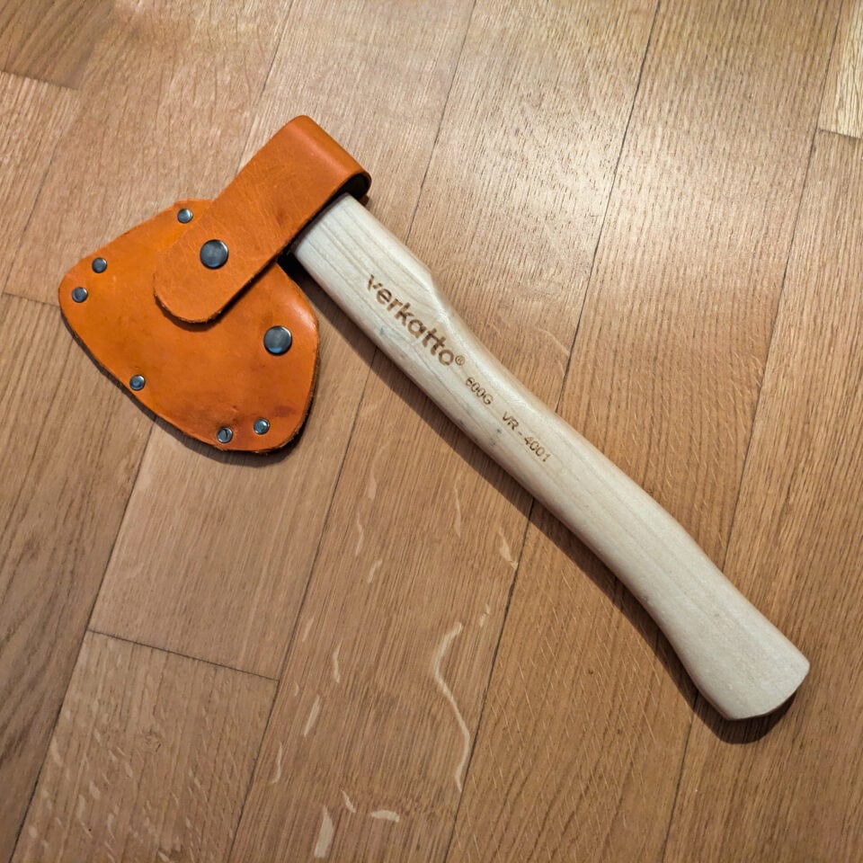 Bucciana Fodero per accetta in pelle colore cognac arancio
